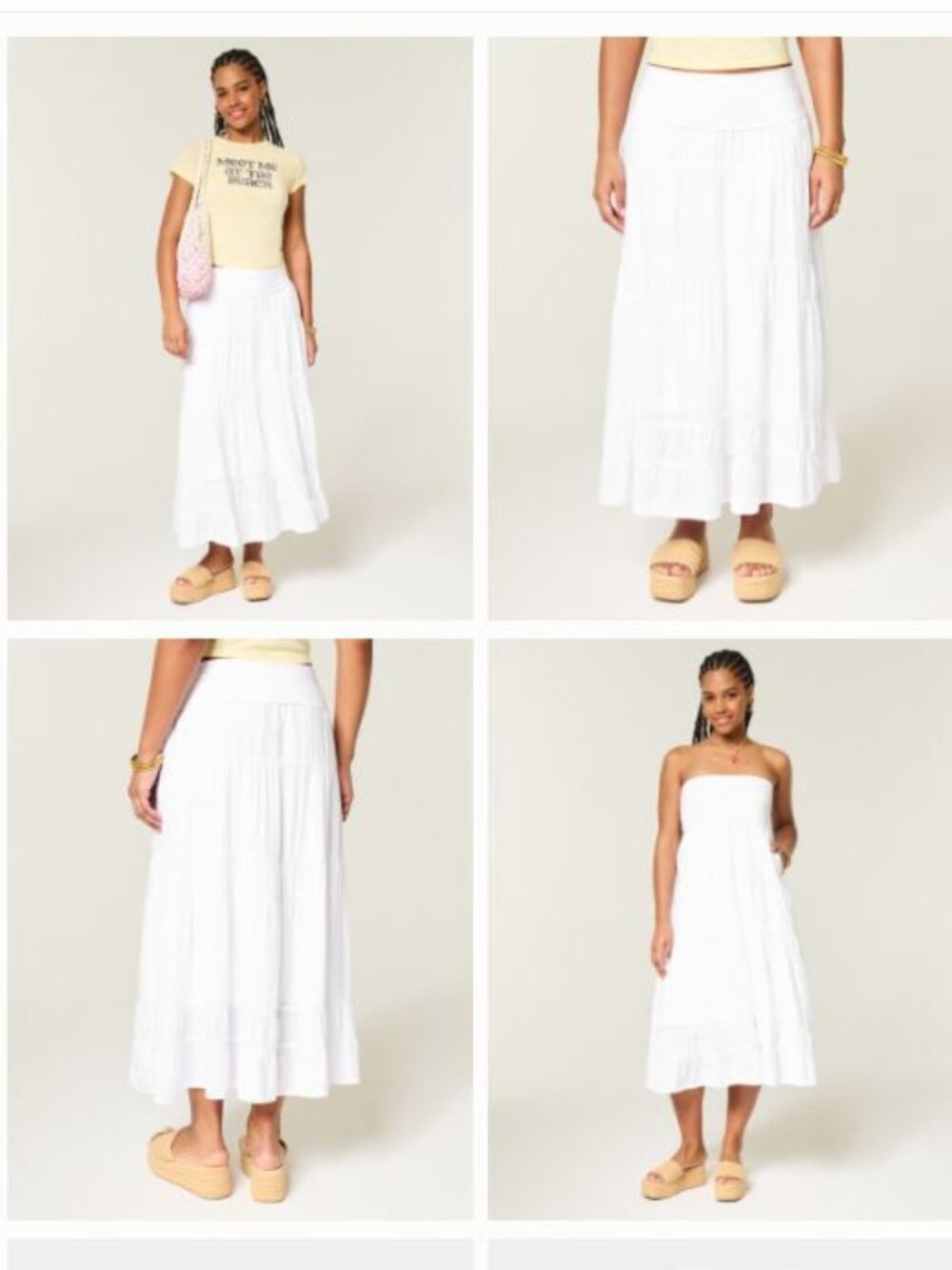 Hollister 2-in-1 Convertible Maxi Skirt to Midi Dress in White, Size XL